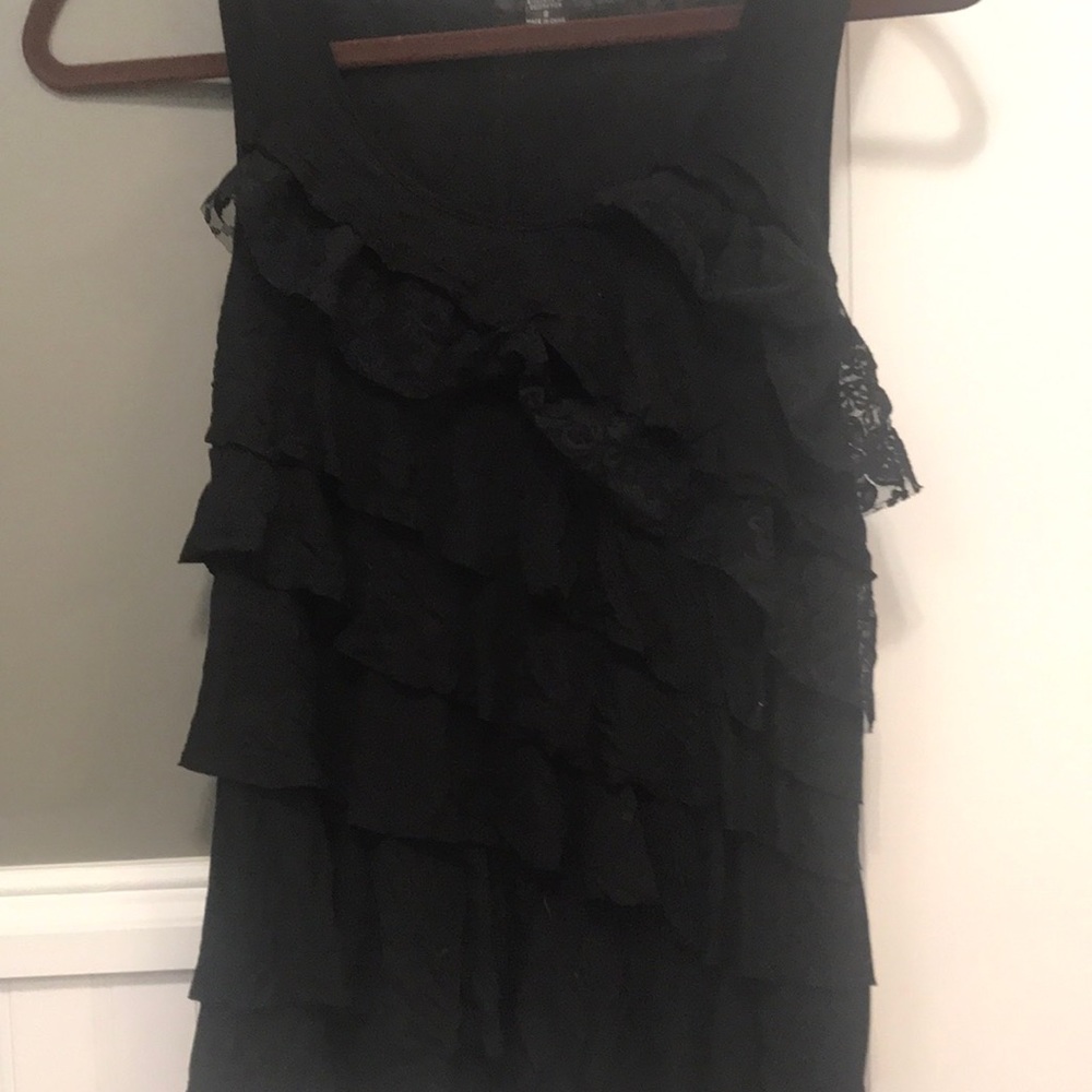 Black Ruffled Tank Top
